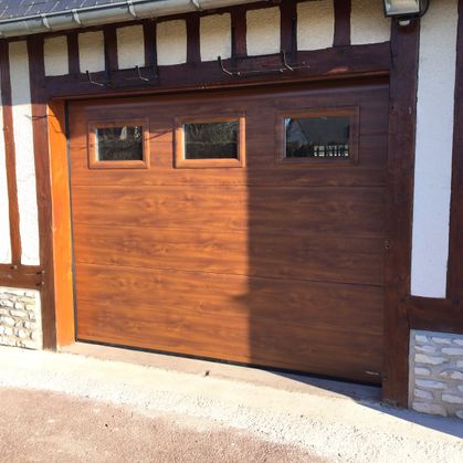 porte de garage imitation bois chene dore